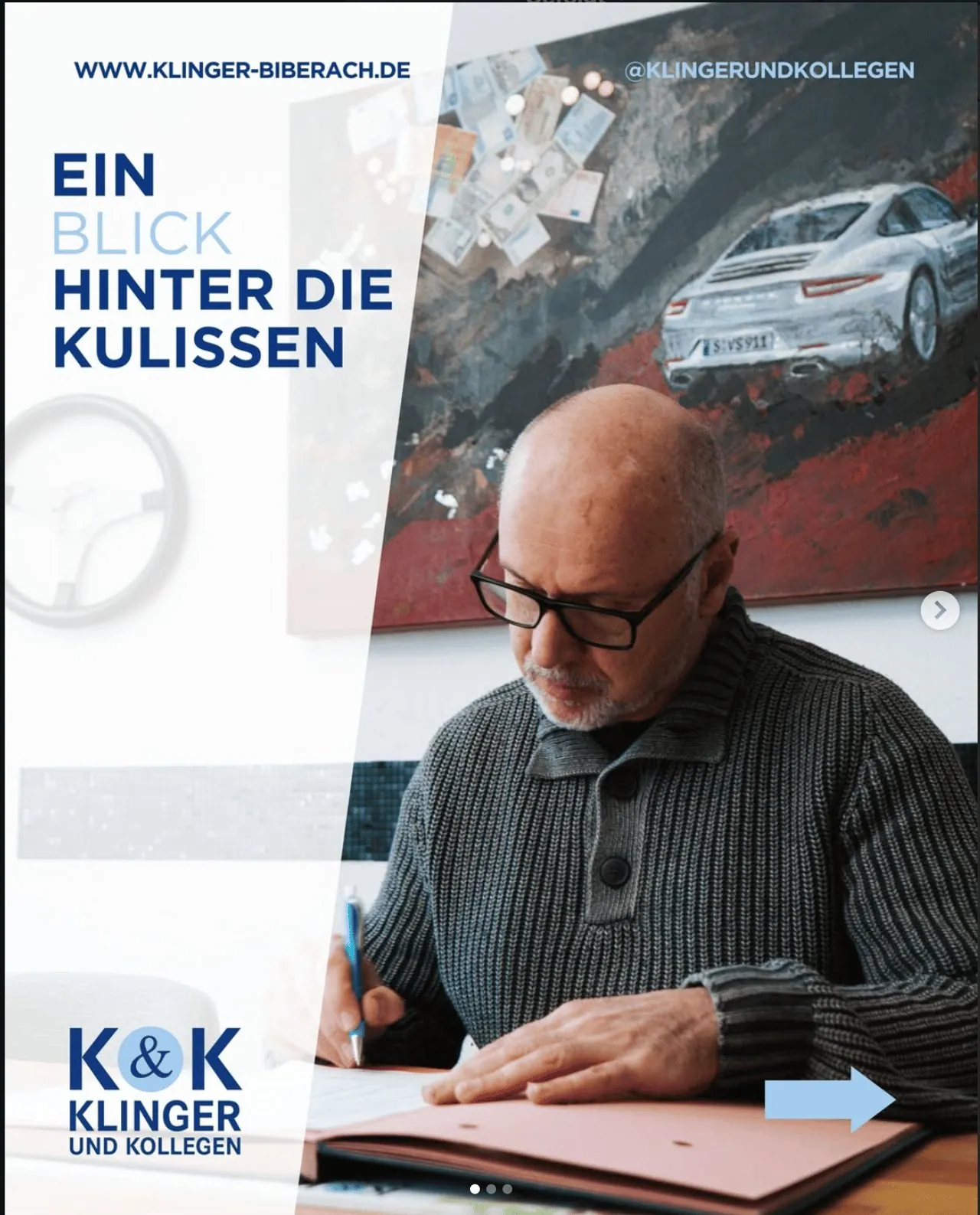 Magazin von Klinger & Kollegen mit dem Titel Hinter den Kulissen, fotografiert von Eigenwerk