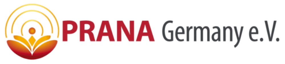 Logo "PRANA Germany e.V." mit einer orange-roten Lotusblume und goldenen Kreisen.