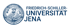 Logo der Friedrich-Schiller-Universität Jena mit einem stilisierten Siegel und dem Namen in Blau.