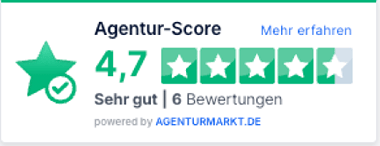 Agentur-Score 4,7 – Sehr gut | 6 Bewertungen