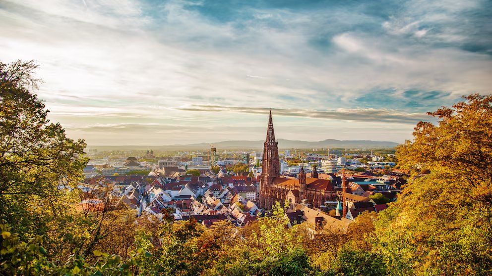 Blick über Freiburg im Breisgau mit dem Münster