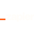 Zapier Logo: Weißer Text "zapier" auf dunkelgrünem Hintergrund mit einem orangefarbenen Unterstrich unter dem "z".