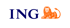 Blauer ING-Schriftzug neben einem orangefarbenen Löwen auf dunkelgrünem Hintergrund.