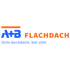 A+B Flachdach Logo mit dem Slogan „Dicht durchdacht. Seit 1924.“ in Blau und Orange auf schwarzem Grund.