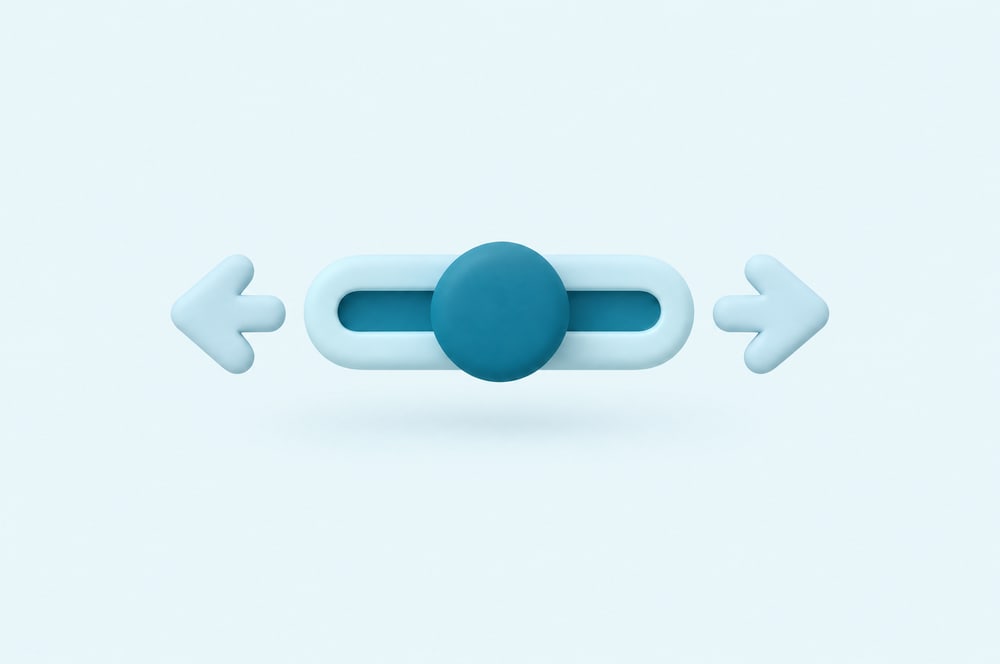 Illustration: Knauf auf einer Schiene mit Pfeilen nach links und rechts