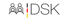 DSK Logo mit Personensymbolen und vertikalem Balken in den Deutschlandfarben Schwarz, Rot und Gold auf schwarzem Grund.