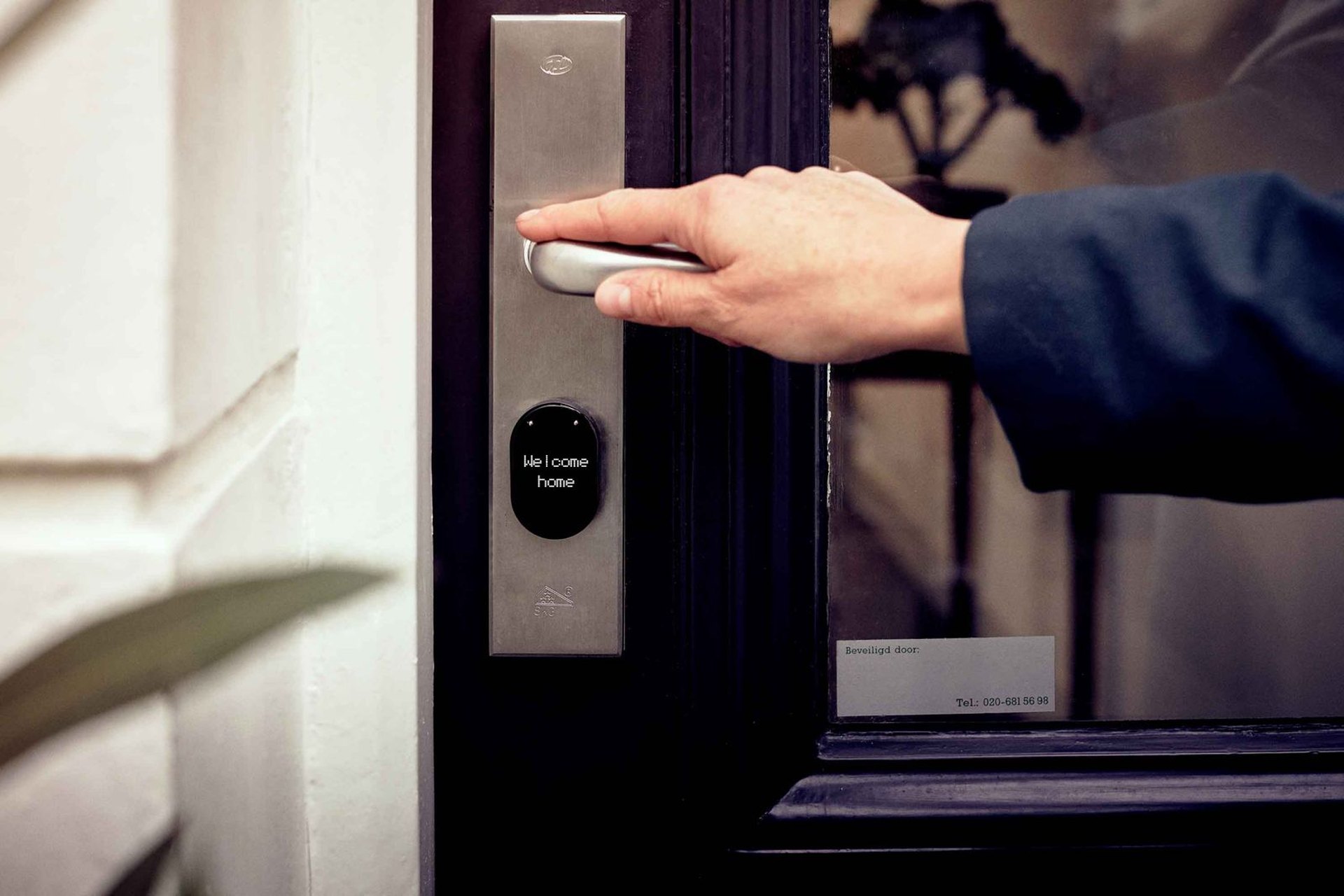 Keypad smart lock fitted to a residential front door
