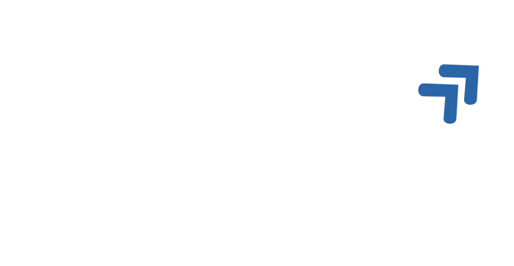 Novalure logo with text "we create success" below, on a dark green background. Blue arrow-like design at top right.