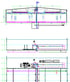 Technisches Bauplan-Diagramm eines Gebäudes mit Ansichten von oben und von der Seite.
