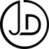 Schwarzer Kreis mit den schwarzen Großbuchstaben "JD" auf grauem Hintergrund.