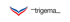 Trigema Logo mit einem roten und blauen V-förmigen Symbol und dem Wort "trigema" in Schwarz.