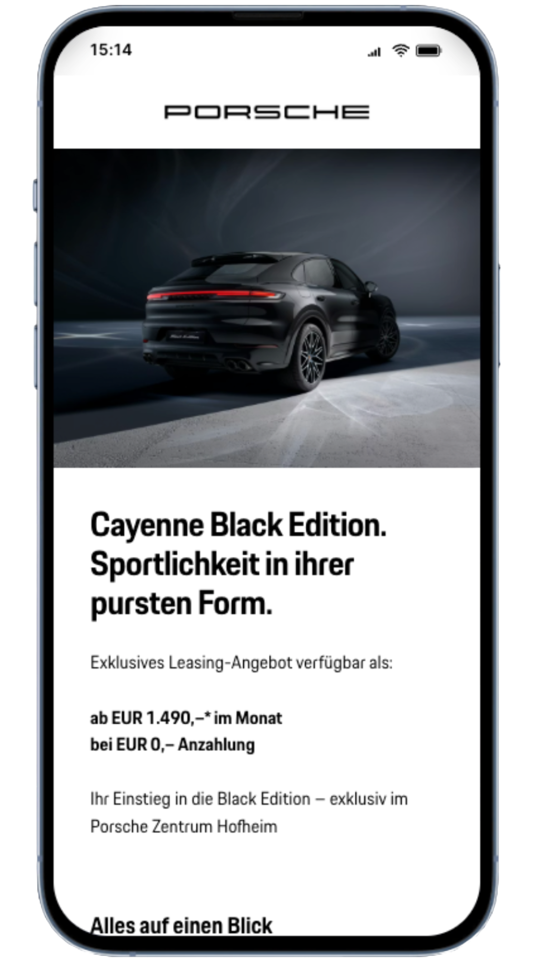 Porsche Zentrum Hofheim – Performance-Kampagne – Cayenne Black Edition – Meta Ads