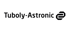 Weißer Schriftzug Tuboly-Astronic mit einem abstrakten, kreisförmigen Logo rechts daneben auf schwarzem Hintergrund.