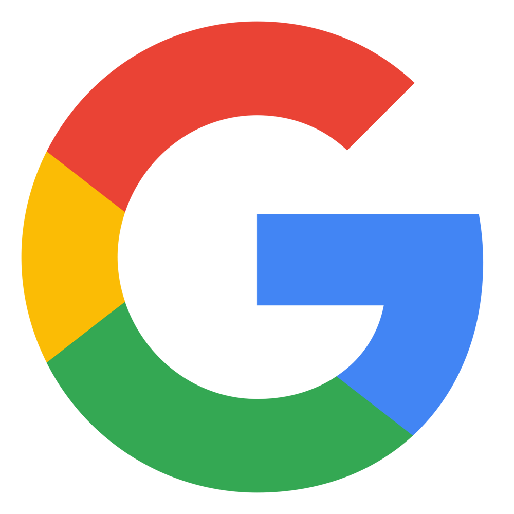 Buntes Google-Logo in Form eines großen „G“ in Rot, Gelb, Grün und Blau.
