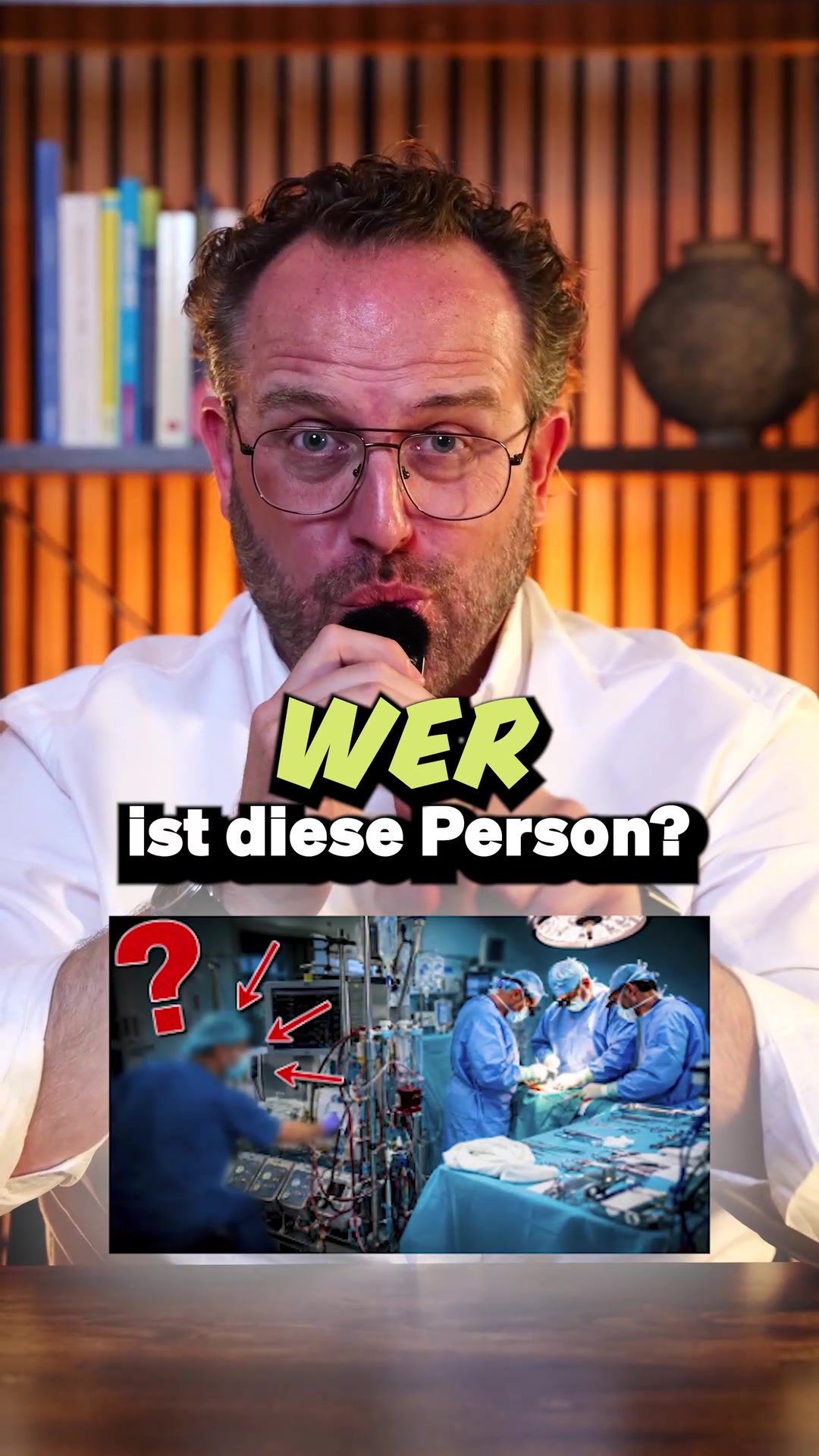 Der Creator zeigt ein Bild aus dem Operationssaal und fragt, wer dort die Herz-Lungen-Maschine bedient, um auf den Bachelor Medizintechnik mit Vertiefung Kardiotechnik hinzuweisen.