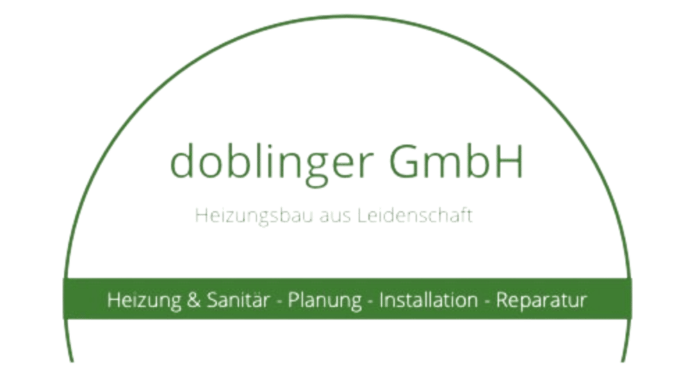 Logo der Doblinger GmbH: "Heizungsbau aus Leidenschaft", "Heizung & Sanitär - Planung - Installation - Reparatur".