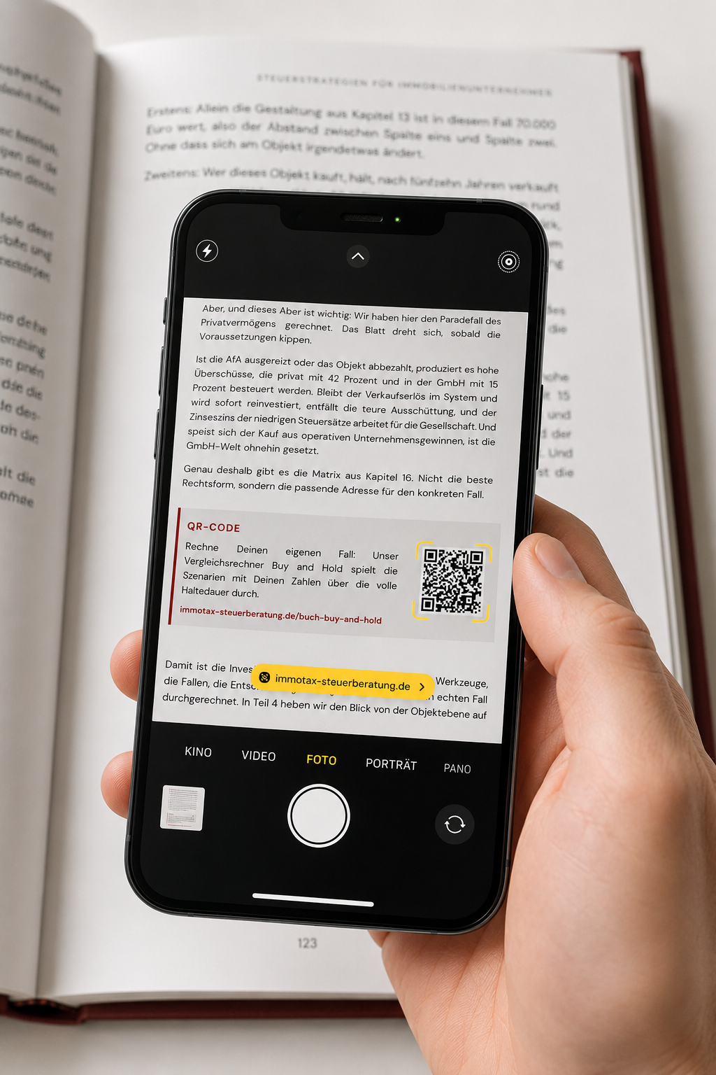 Buchseite mit QR-Code-Box