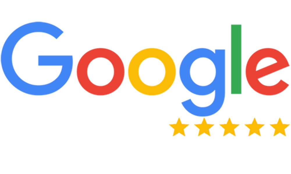Google Rezension und fünf gelbe Sterne.