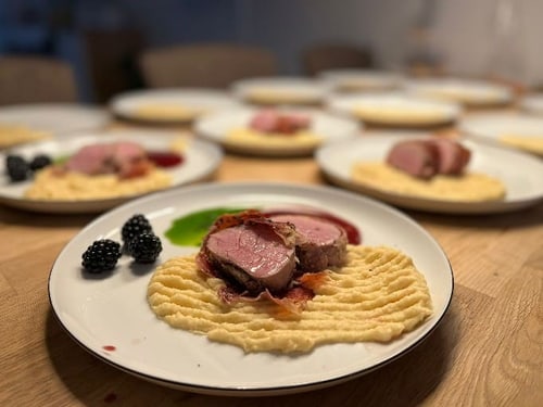 Schweinefilet mit Brombeerjus als Hauptgang