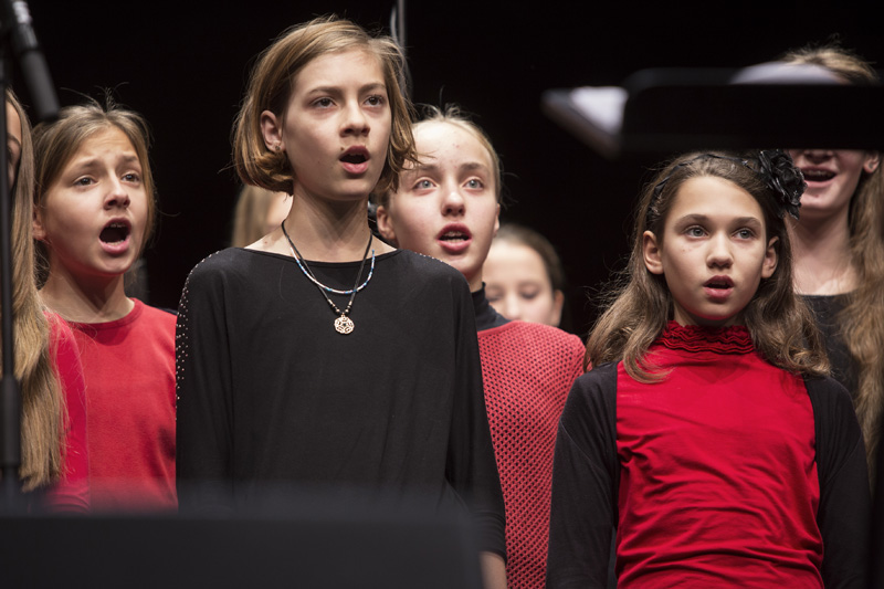 Young singers of the Koper music school choir at the Pure Voices matinee, Voices of Spirit 2014, Graz