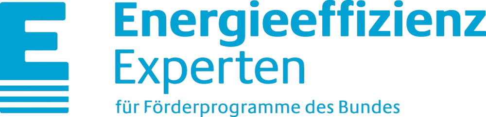 Logo "Energieeffizienz Experten für Förderprogramme des Bundes" in Blau, mit stilisiertem "E" links auf grünem Hintergrund.