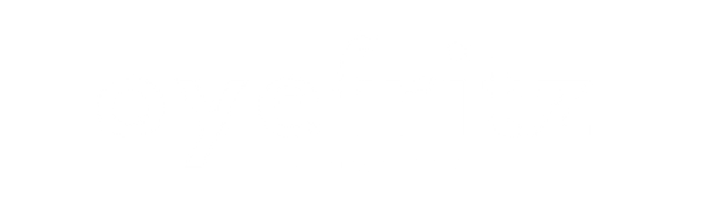 Weißes „oyefritz.“-Logo auf dunkelgrünem Hintergrund.