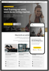 Startraining Website-Layout mit Frau im Fitnessstudio und Smartphone-Ansicht.
