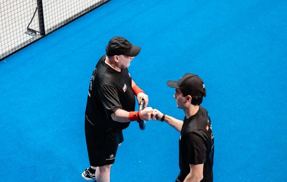 Padel players celebrating a point