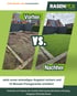 Vorher-Nachher-Vergleich eines Gartens mit Kunstrasen, links Erdboden, rechts grüner Rasen.