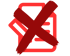 Rotes X über einem roten Dokumentsymbol mit drei Textzeilen.
