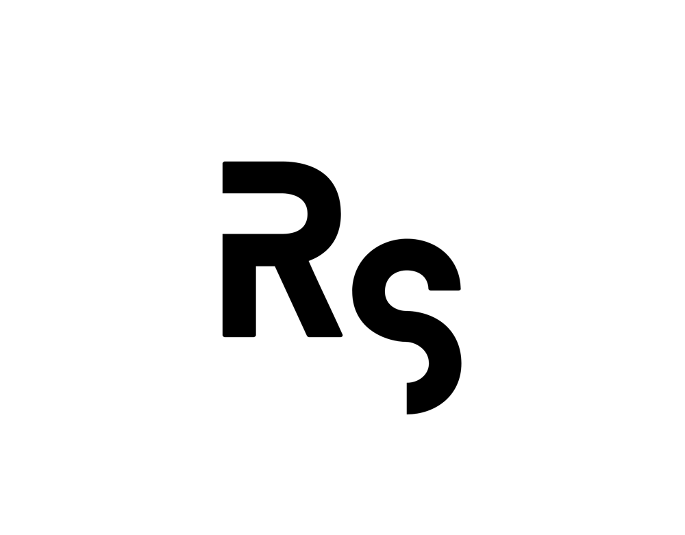 Schwarze Großbuchstaben „Rs“ auf dunkelgrünem Hintergrund.