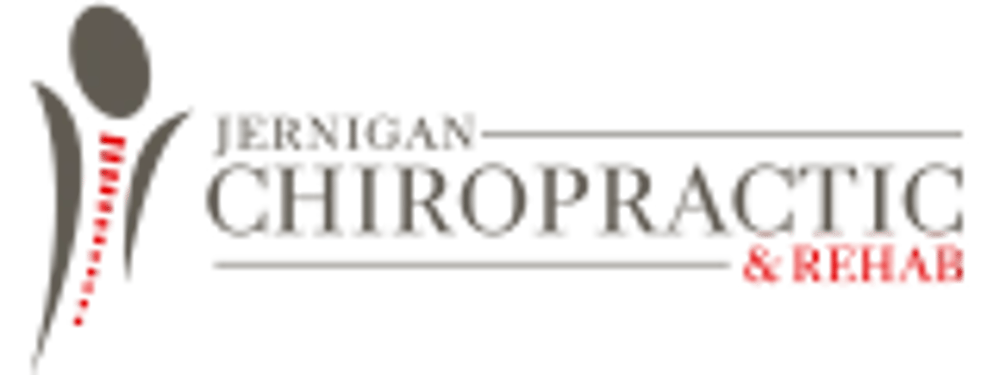 Jernigan Chiropractic & Rehab logo with a stylized human figure showing a red highlighted spine.