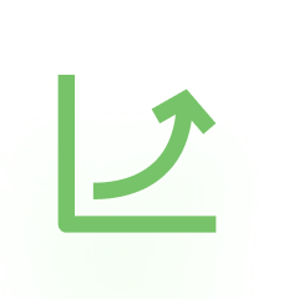 Grüne Linie, die von einer horizontalen Achse nach oben und rechts ansteigt und in einem Pfeil endet.