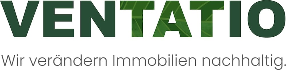 VENTATIO Logo mit Text: "Wir verändern Immobilien nachhaltig."