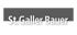 Schriftzug "St.Galler Bauer" in Weiß auf einem dunklen grauen Rechteck mit einem Schatteneffekt.