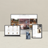 Website "HUNDESCHULE.DE" auf Desktop, Laptop, Tablet und Smartphone mit Bildern von Hunden.