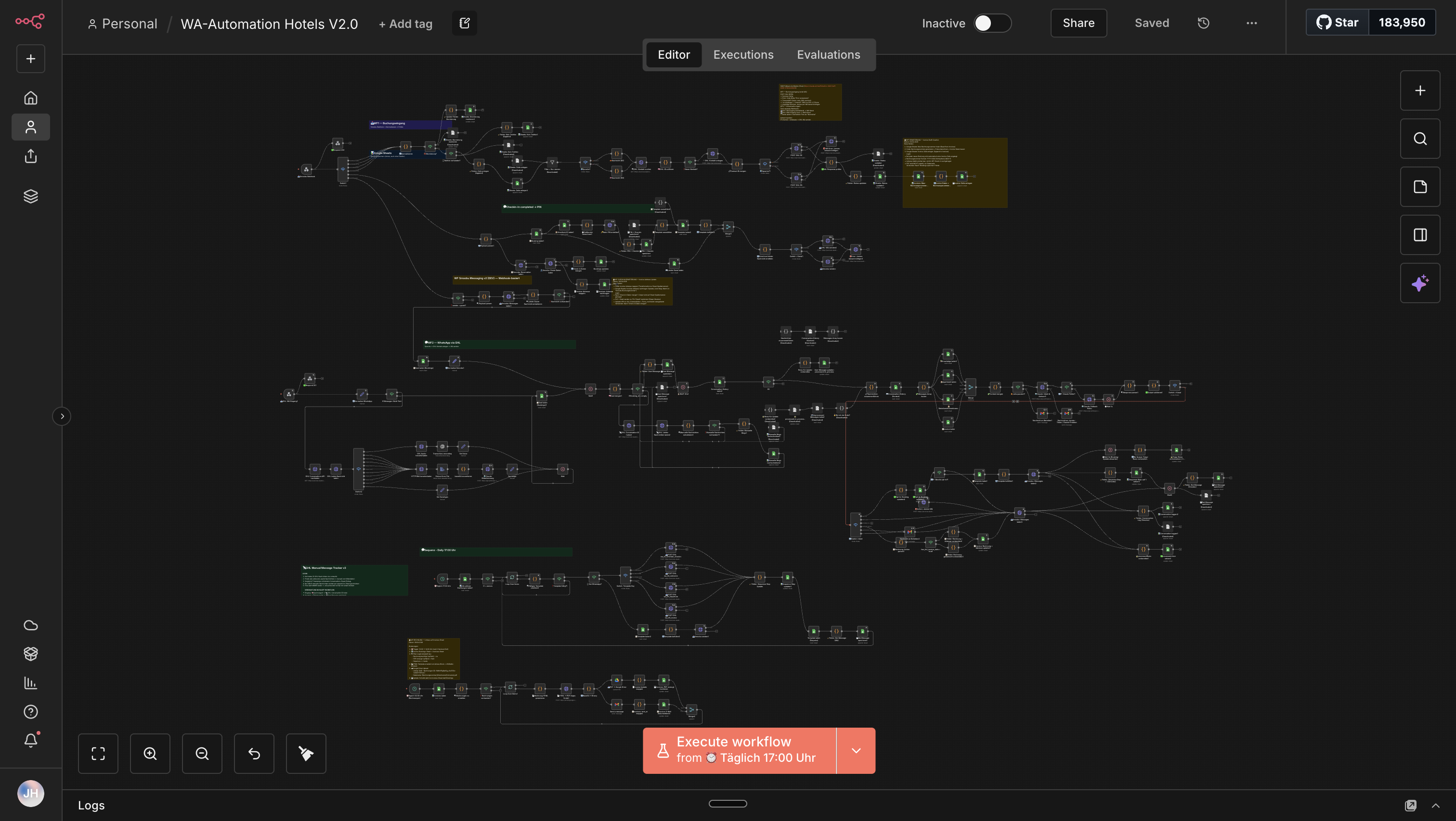 Workflow Screenshot WhatsApp Automation Hotels