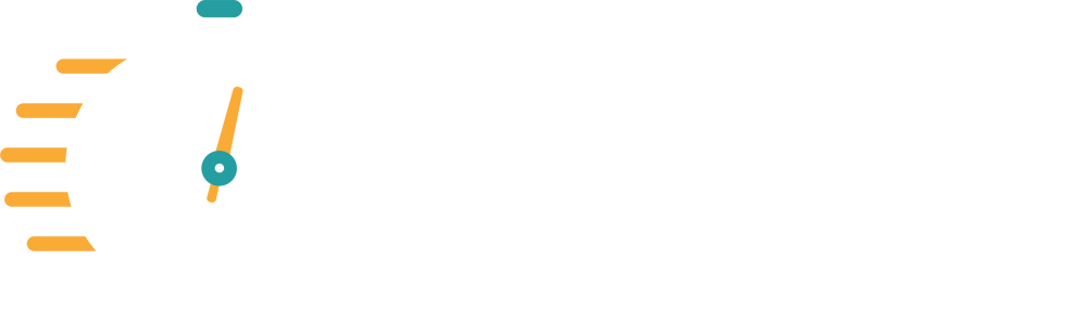 Logo "EXPRESS SCHULUNGEN" mit einer weißen Stoppuhr, die orangefarbene Geschwindigkeitslinien hat, auf grünem Hintergrund.