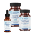 Drei braune Zell38-Flaschen: Vitamin D3 Daily Liquid, Gelenk Komplex Plus und Omega3 Komplex Plus.