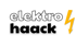 Schwarzer Text "elektro boos" mit gelbem Blitzsymbol