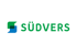 Von der Firma Südvers: Logo mit grün-blauem grafischen Element und modernem grünen Schriftzug