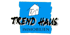 Blaues Logo mit stilisiertem weißen Haus und den Worten „TREND HAUS IMMOBILIEN“.