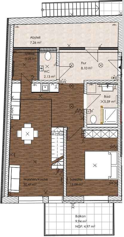 Grundriss Wohnung 3 OG
