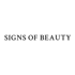 Schwarzer Text „SIGNS OF BEAUTY“ auf weißem Hintergrund.