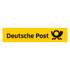 Logo der Deutschen Post mit schwarzem Schriftzug und Posthorn auf gelbem Hintergrund.