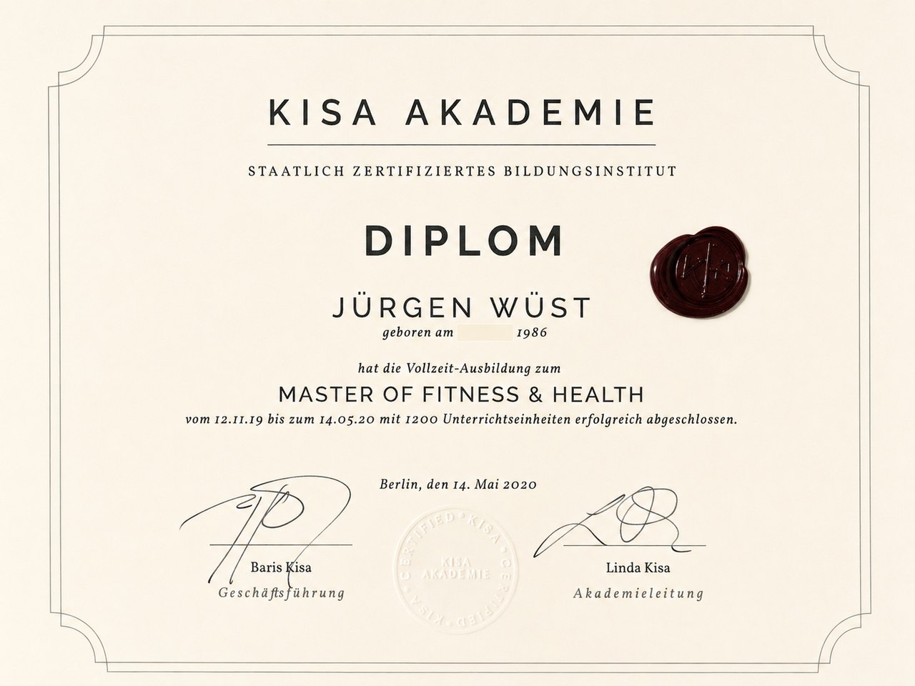 Diplom „Master of Fitness & Health“