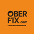OBER FIX.com KASSENSYSTEMVERLEIH Logo auf orangefarbenem Hintergrund.