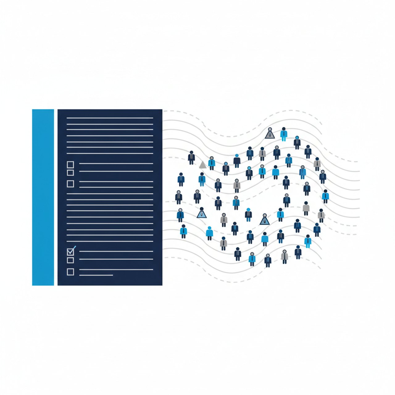 Schematische Grafik: unterschriebener Vertrag gegenüber einer wechselnden politischen Beschlusslage