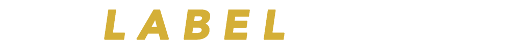 Der Text "LABEL YOU" in Gold und Weiß auf grünem Hintergrund.