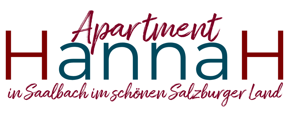 Text in Rot, Türkis und Dunkelrot: „Apartment Hannah“ 